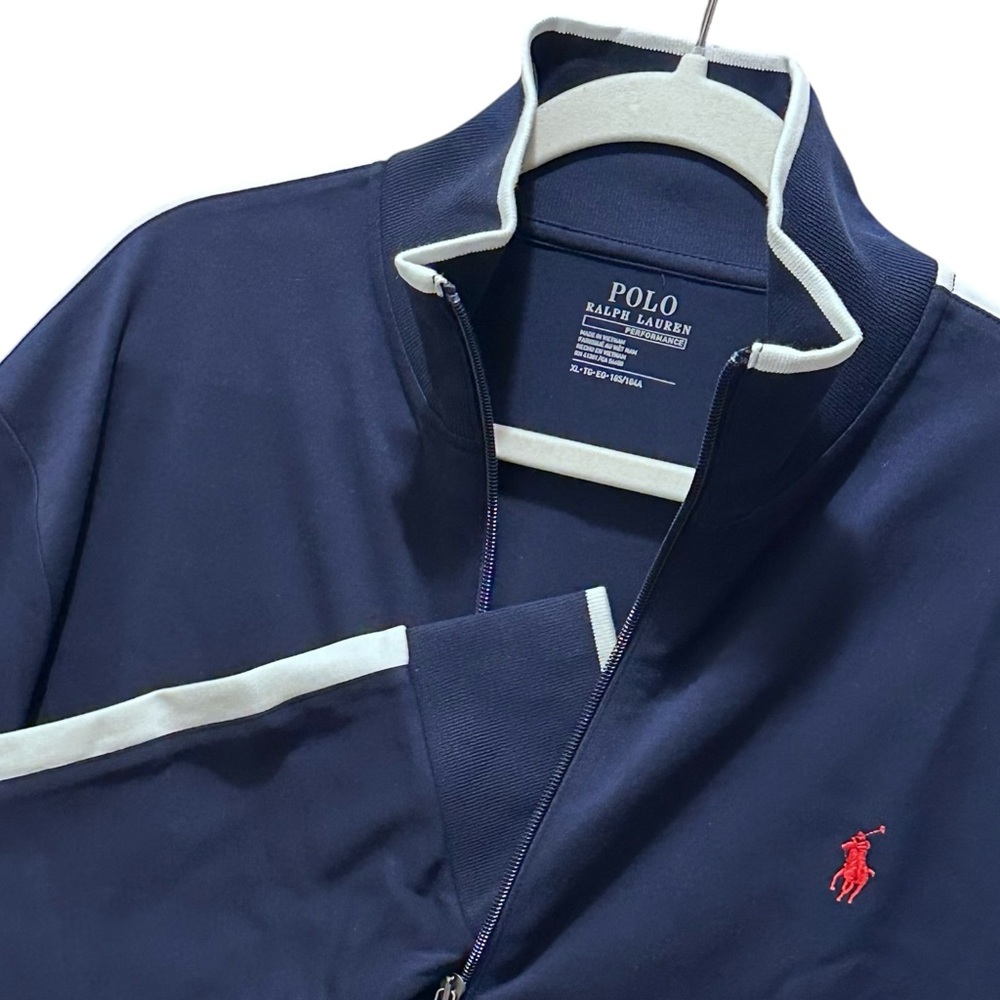 *Polo Ralph Lauren XL Track Suit Jacket Navy White Cotton Athleisure Comfort